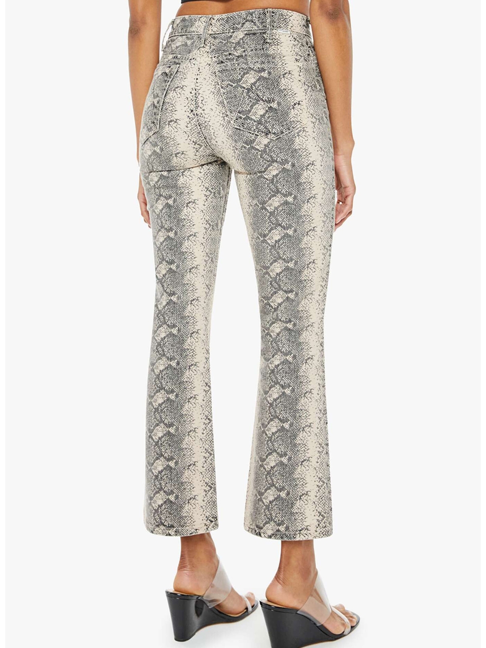 Mother Jeans NWT The Hustler Flood Ankle Wide Leg Jeans Snakeskin Print Sz 24